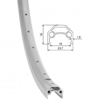 Обод 26" XD-180 36Н двойной, серебристый Обод 26" XD-180 36Н двойной, серебристый