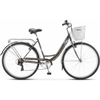 Велосипед STELS Navigator 28" 395 V Z010 серо-голубой (с корзиной) (LU089103), рама 20"